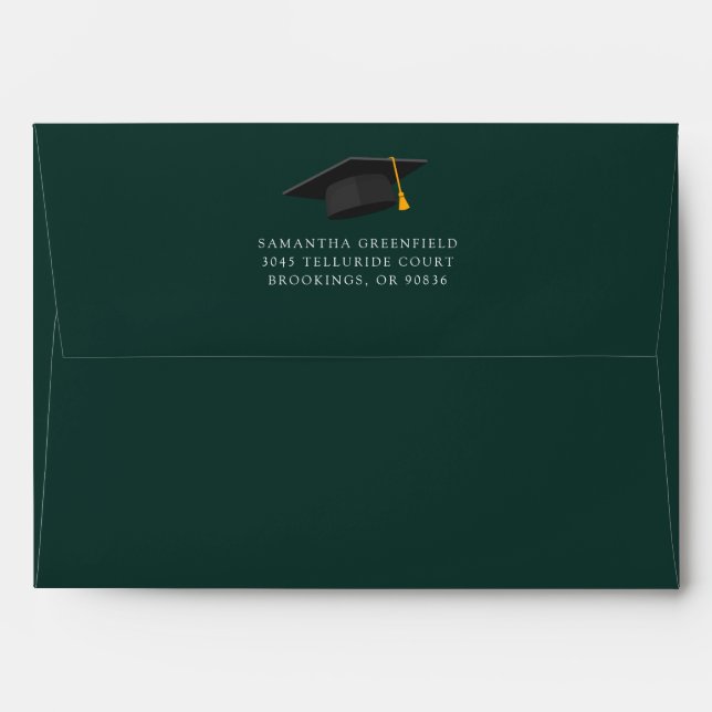 Simple Graduation 2026 Green Return Addressed Envelope (Back (Top Flap))