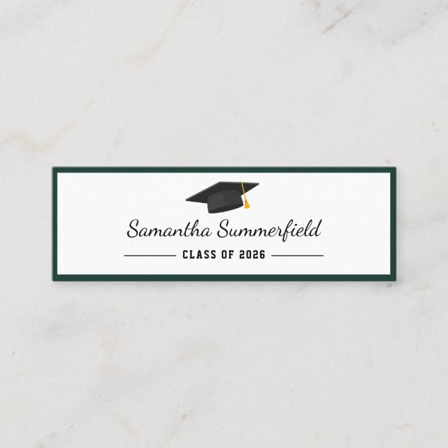 Simple Graduation 2026 Minimalist Script Name Mini Business Card (Front)