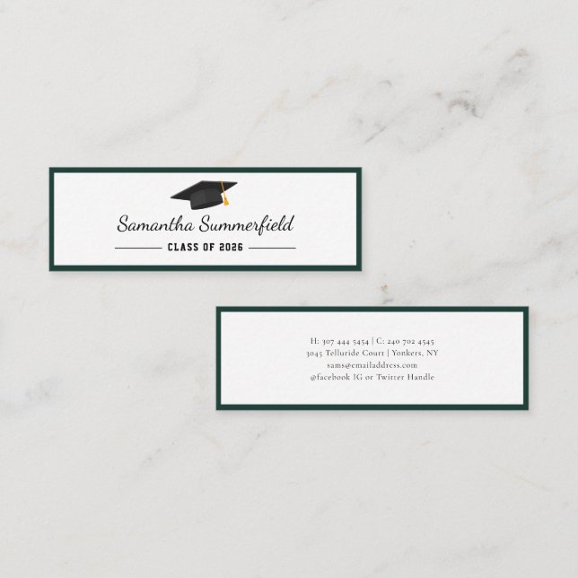 Simple Graduation 2026 Minimalist Script Name Mini Business Card (Front/Back)