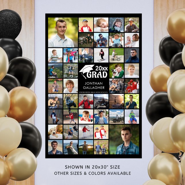 Simple Graduation 44 Photo Collage Custom Color Poster (Creator Uploaded)