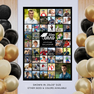 Simple Graduation 44 Photo Collage Custom Colour Poster