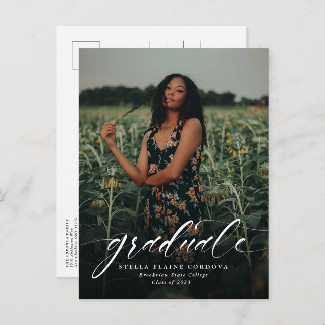 Simple graduation announcement invitation postcard (Front/Back)