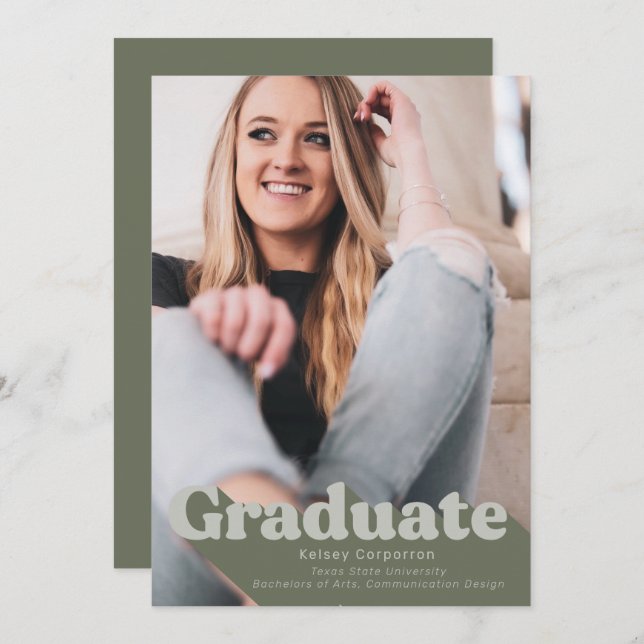 Simple Graduation Announcement | Retro Type (Front/Back)