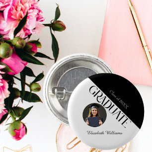 Simple Graduation Black and White 3 Cm Round Badge