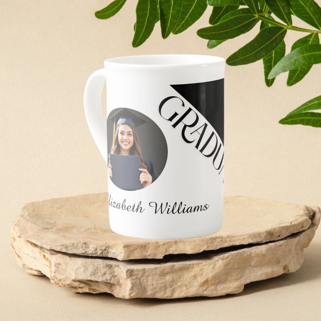 Simple Graduation Black and White Bone China Mug (Creator Uploaded)