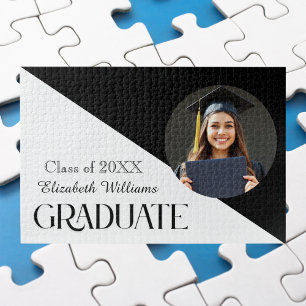 Simple Graduation Black and White Jigsaw Puzzle