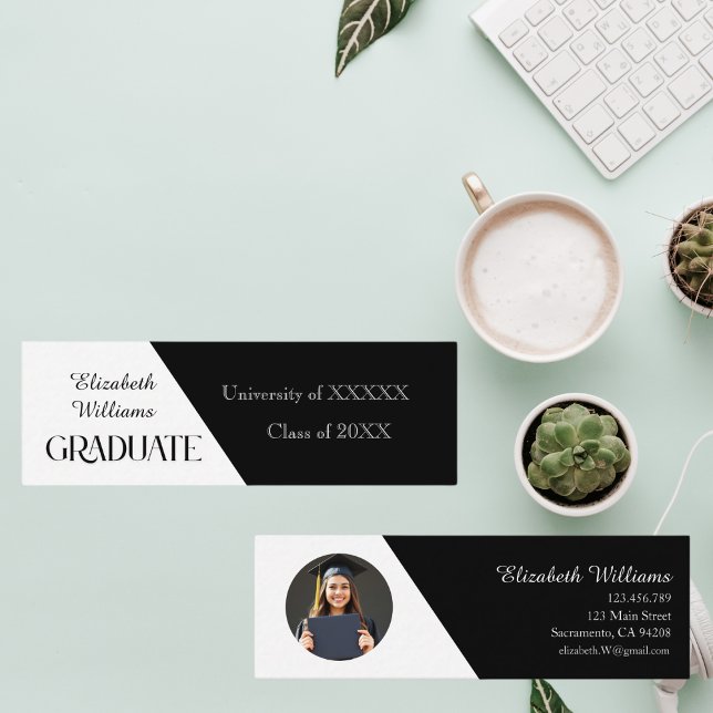 Simple Graduation Black and White Name Card (Creator Uploaded)
