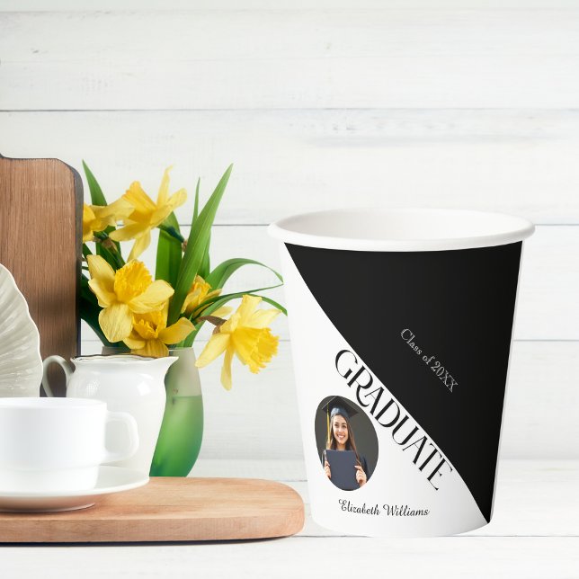 Simple Graduation Black and White Paper Cups (Creator Uploaded)