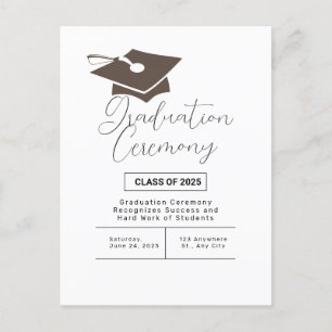 Simple Graduation Ceremony Announcement Postcard