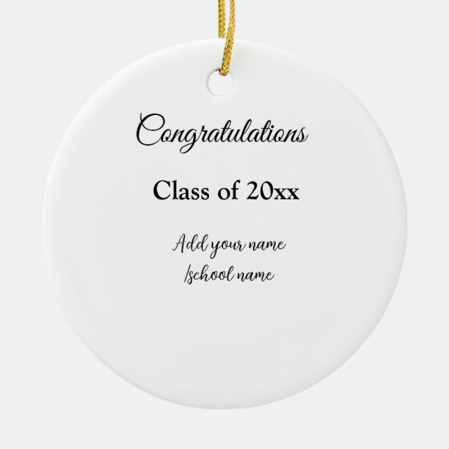 Simple graduation congratulations minimal add clas ceramic ornament (Front)
