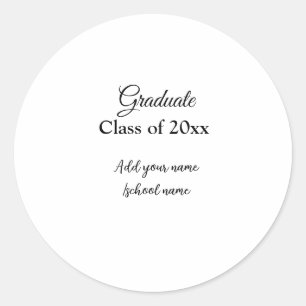 Simple graduation congratulations minimal add clas classic round sticker