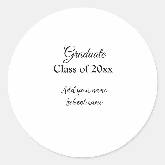 Simple graduation congratulations minimal add clas classic round sticker (Front)