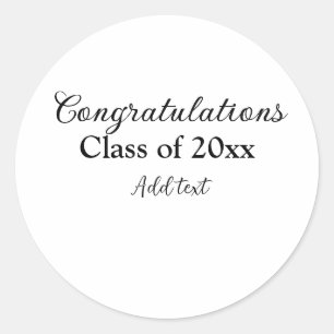 Simple graduation congratulations minimal add clas classic round sticker