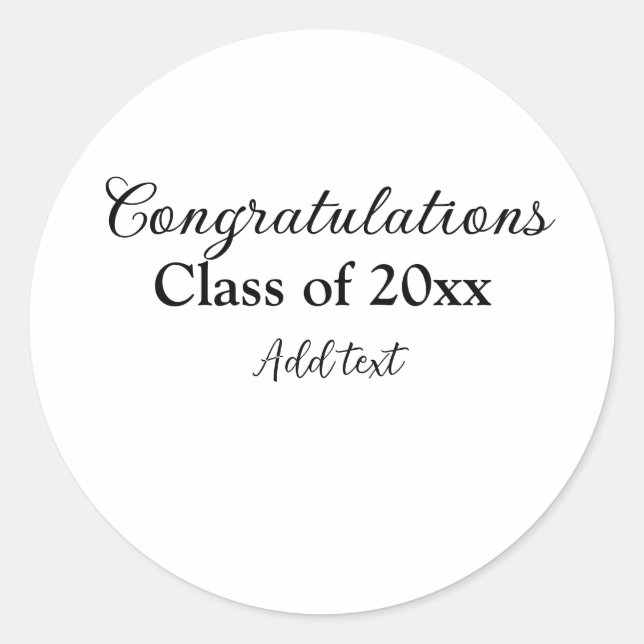 Simple graduation congratulations minimal add clas classic round sticker (Front)