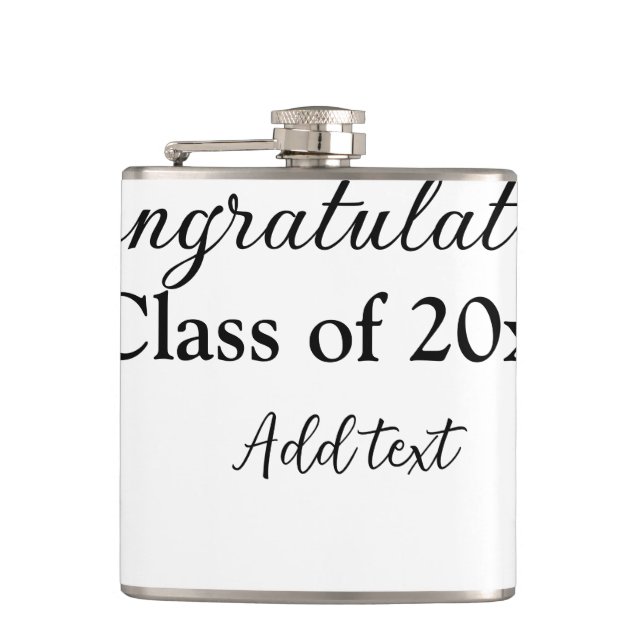 Simple graduation congratulations minimal add clas hip flask (Front)