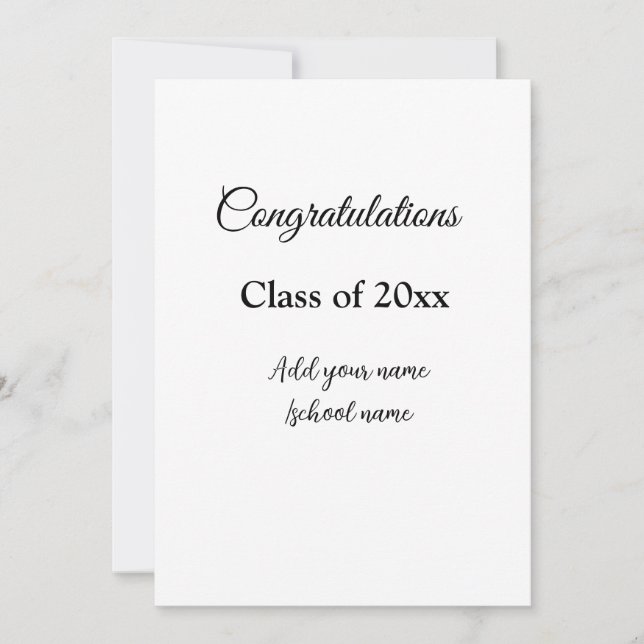 Simple graduation congratulations minimal add clas invitation (Front)