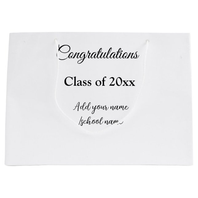 Simple graduation congratulations minimal add clas large gift bag (Front)