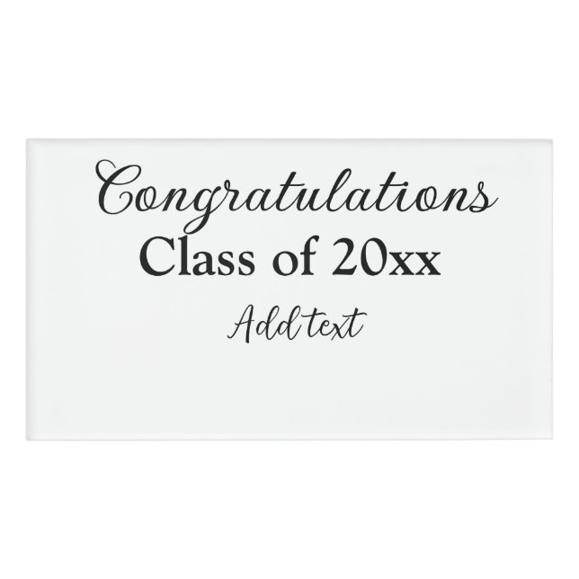 Simple graduation congratulations minimal add clas name tag (Front)
