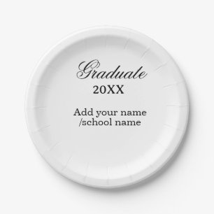 Simple graduation congratulations minimal add clas paper plate