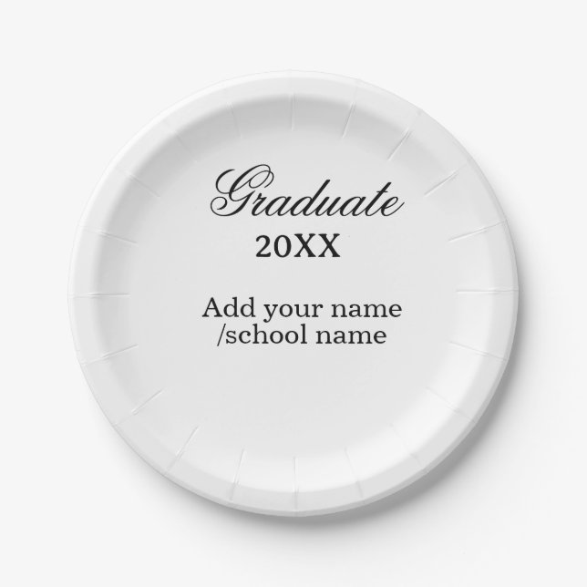 Simple graduation congratulations minimal add clas paper plate (Front)