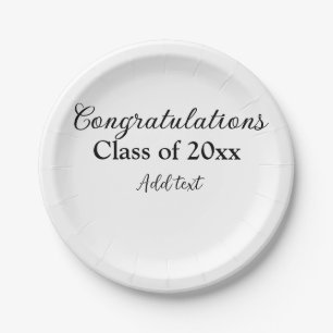 Simple graduation congratulations minimal add clas paper plate
