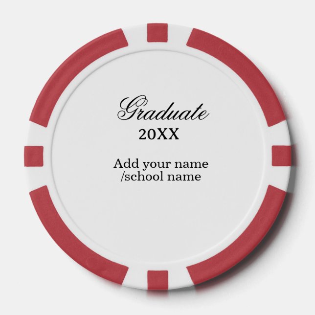 Simple graduation congratulations minimal add clas poker chips (Front)