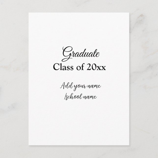 Simple graduation congratulations minimal add clas postcard (Front)
