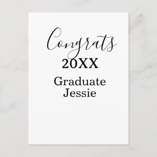 Simple graduation congratulations minimal add clas postcard (Front)