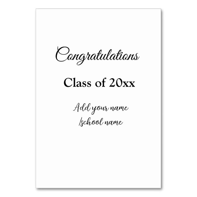 Simple graduation congratulations minimal add clas table number (Front)