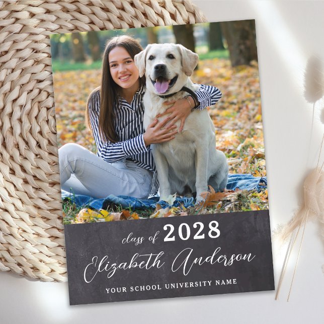 Simple Graduation Custom Chalkboard Graduate Photo Invitation Postcard (Creator Uploaded)