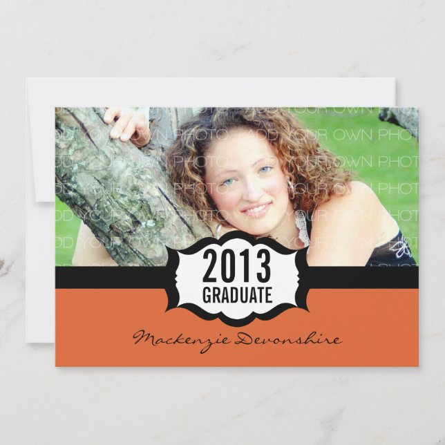 Simple Graduation Invitation, Orange Invitation (Front)