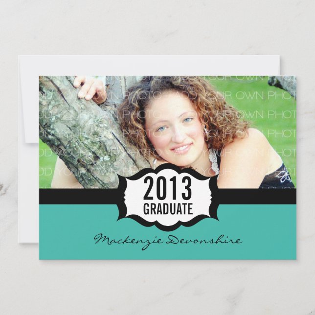 Simple Graduation Invitation, Turquoise Invitation (Front)