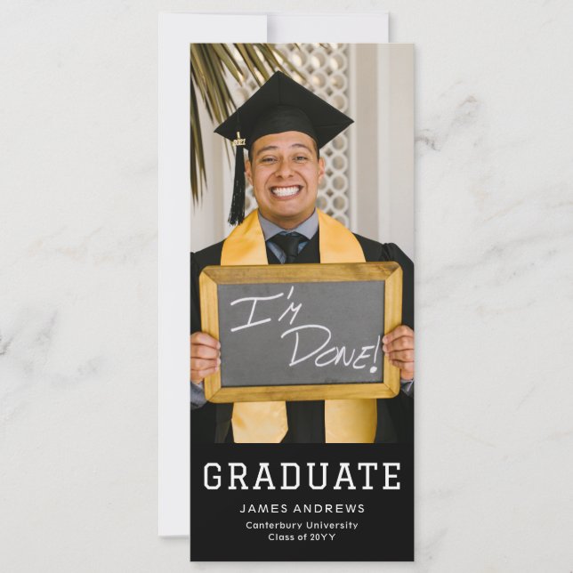 Simple Graduation Modern Stylish  Grad Party Photo Invitation (Front)