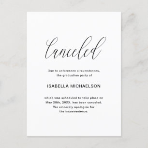 Simple Graduation Party Cancellation Announcement Postcard