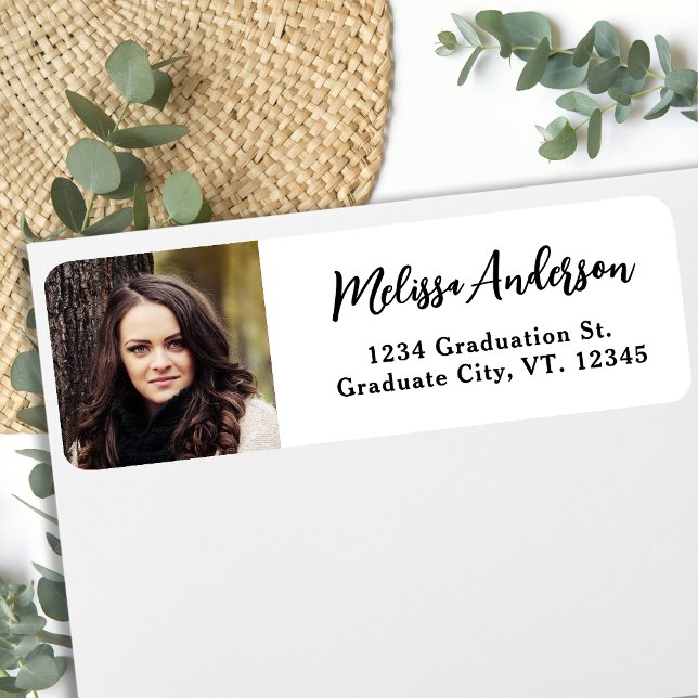 Simple Graduation Photo Return Address Label (Creator Uploaded)
