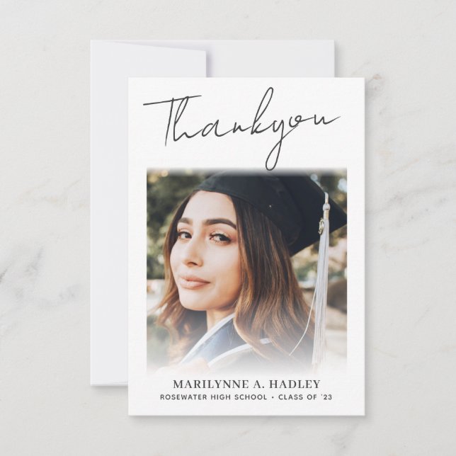 Simple Graduation Photo Thank You Card (Front)