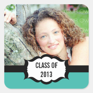 Simple Graduation Stickers, Turquoise Square Sticker