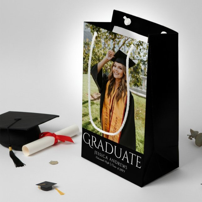 Simple Graduation Stylish Modern Graduate Photo Small Gift Bag (Creator Uploaded)