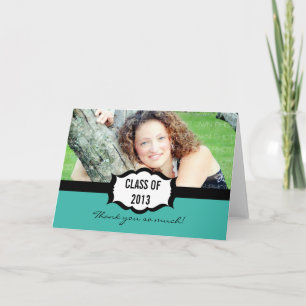 Simple Graduation Thank You Card, Turquoise Card