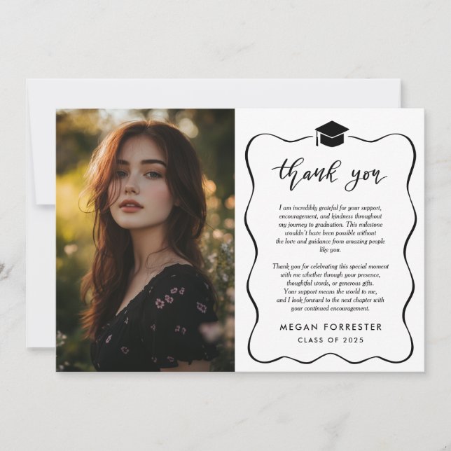 Simple Graduation Thank You Handwritten | Photo (Front)