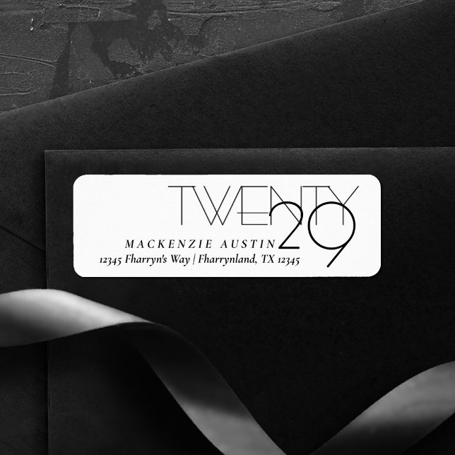 Simple Graduation | White and Black Return Address Label (Creator Uploaded)