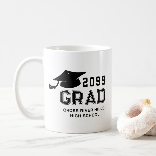 Simple Graduation Year GRAD Personalised Keepsake Coffee Mug (With Donut)