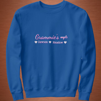 Simple Grammie's Angel Blue Typography Personalise Sweatshirt