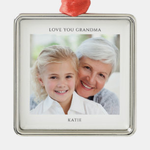 Simple Grandma Photo Personalized Metal Ornament