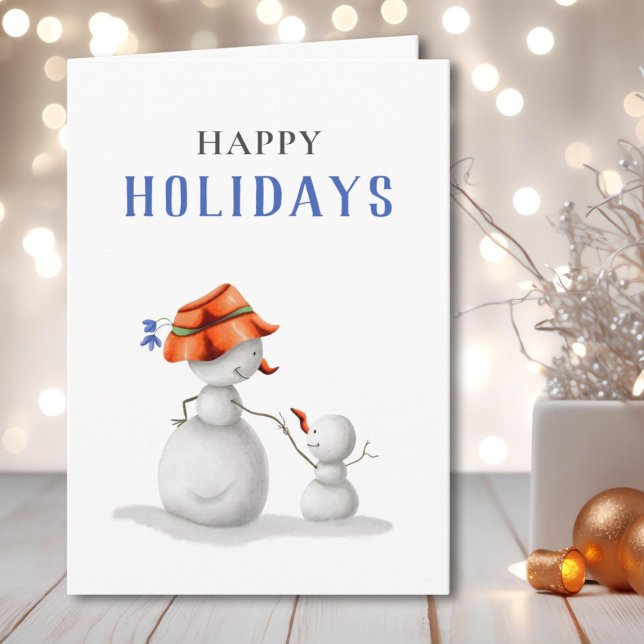 Simple Grandma Snowman Happy Holidays Card (Creator Uploaded)