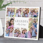 Simple Grandpa Photo Collage Plaque<br><div class="desc">Personalised "Grandpa" Photo Plaque with Easel Stand. This simple and elegant photo plaque is a beautiful way to showcase cherished memories. The design features space for eight photos, arranged in a border around the edges while keeping the focus on the meaningful text in the centre. At the centre, "Grandpa" is...</div>