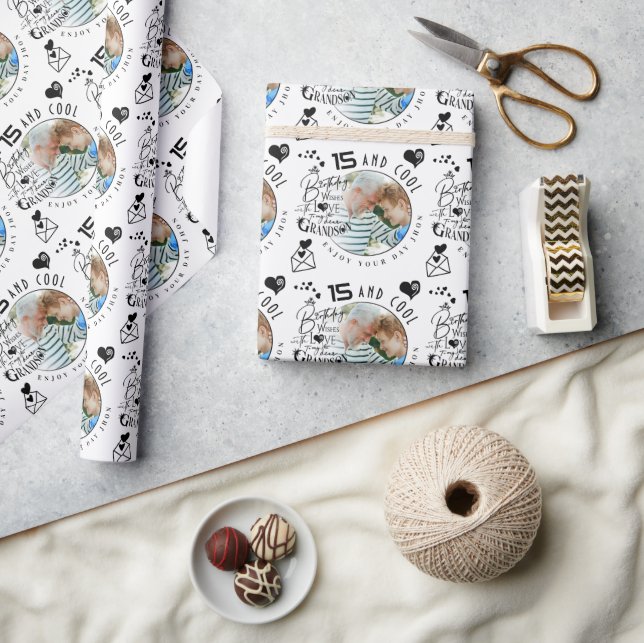 Simple Grandson Birthday Personalized Gift Wrapping Paper (Crafts)