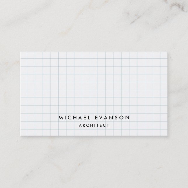 Simple Graph Paper Pattern Professional Architect Business Card (Front)