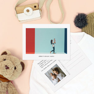 Simple Graphic Photo Birth Announcement Postcard