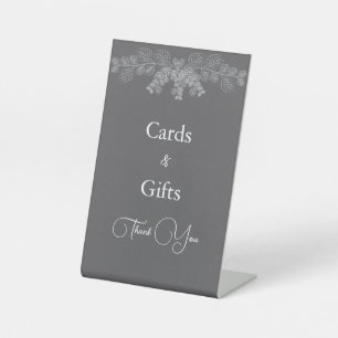 Simple Gray Line Art Eucalyptus Wedding  Pedestal Sign